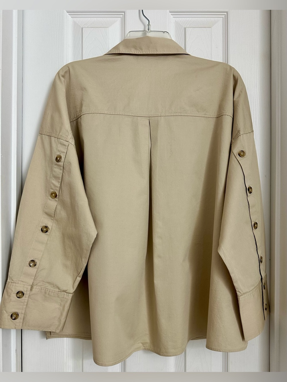 ZARA Relaxed Button-Front Beige Sz L Minimalist Normcore - Picture 3 of 8